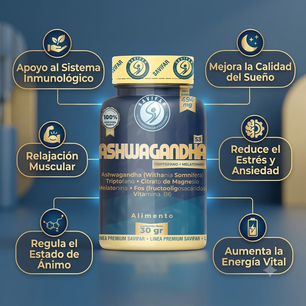 Ashwagandha S3 Premium con Triptófano y Melatonina