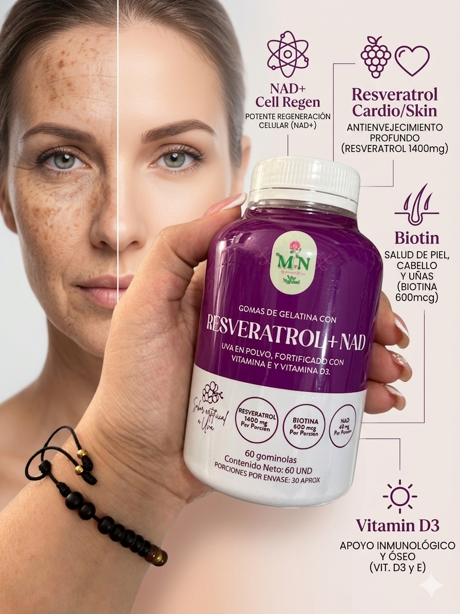 Gomitas de Resveratrol + NAD+: Tu Elíxir de Juventud Celular (60 Gomitas)