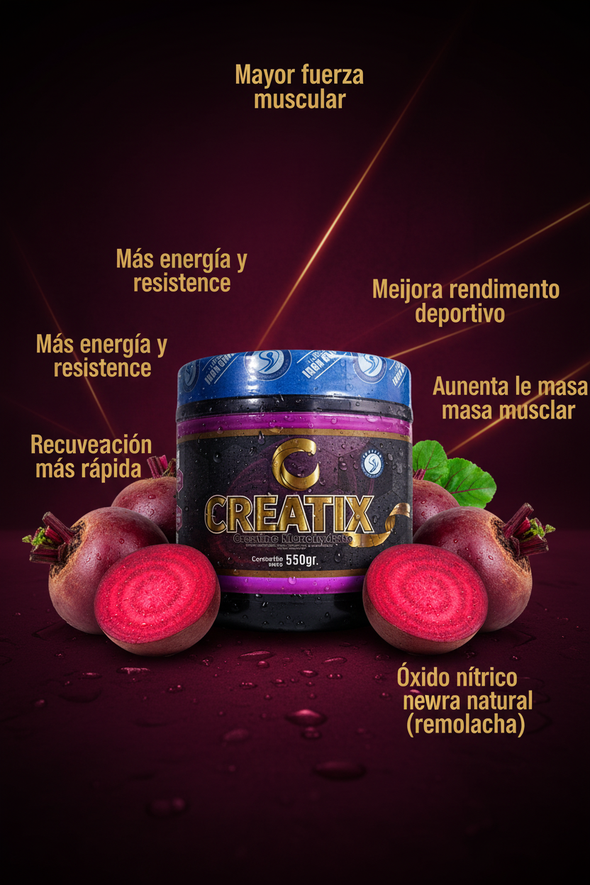 Creatix Creatina Monohidrato - 550g | Máximo Rendimiento y Masa Muscular